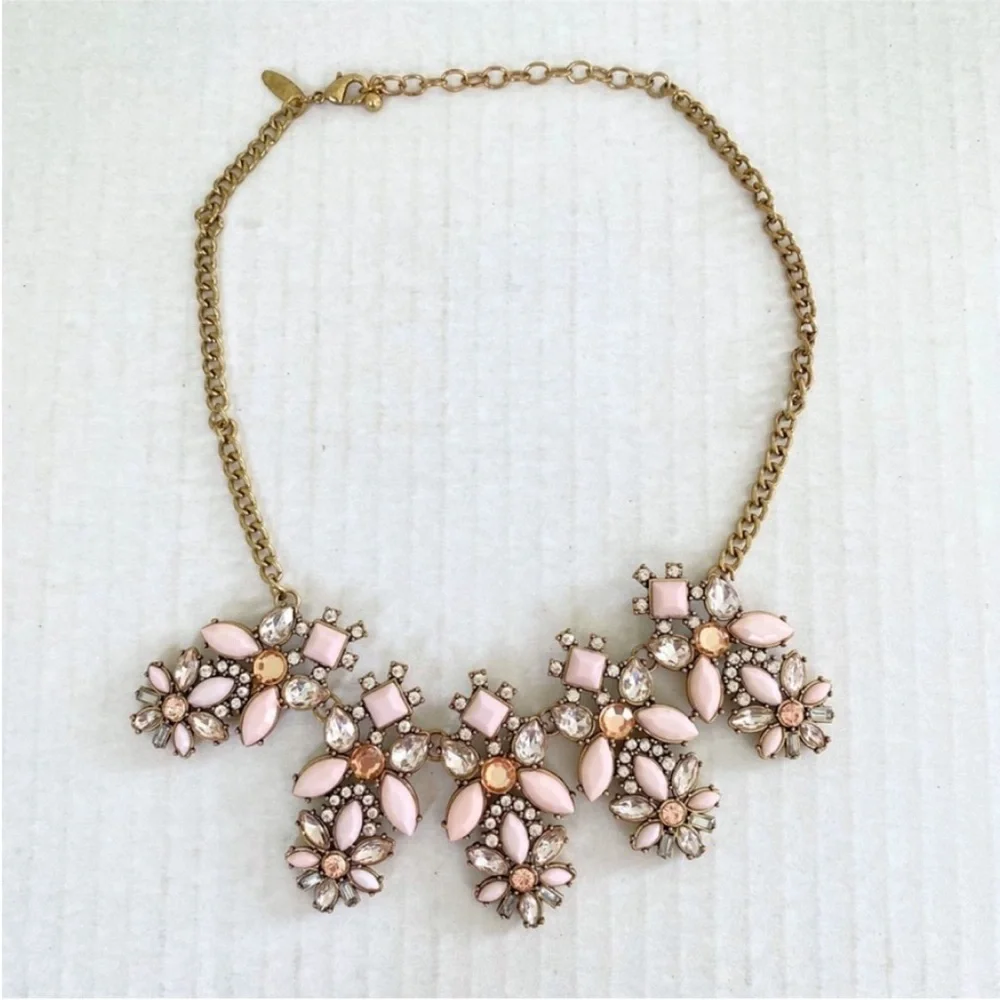 New York & Co Pink Rhinestone Gold Tone Necklace